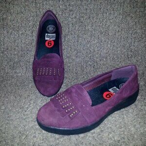 FITFLOP-Deep Plum Studded Fringey Sneakerloafer-Size 6-NWOB